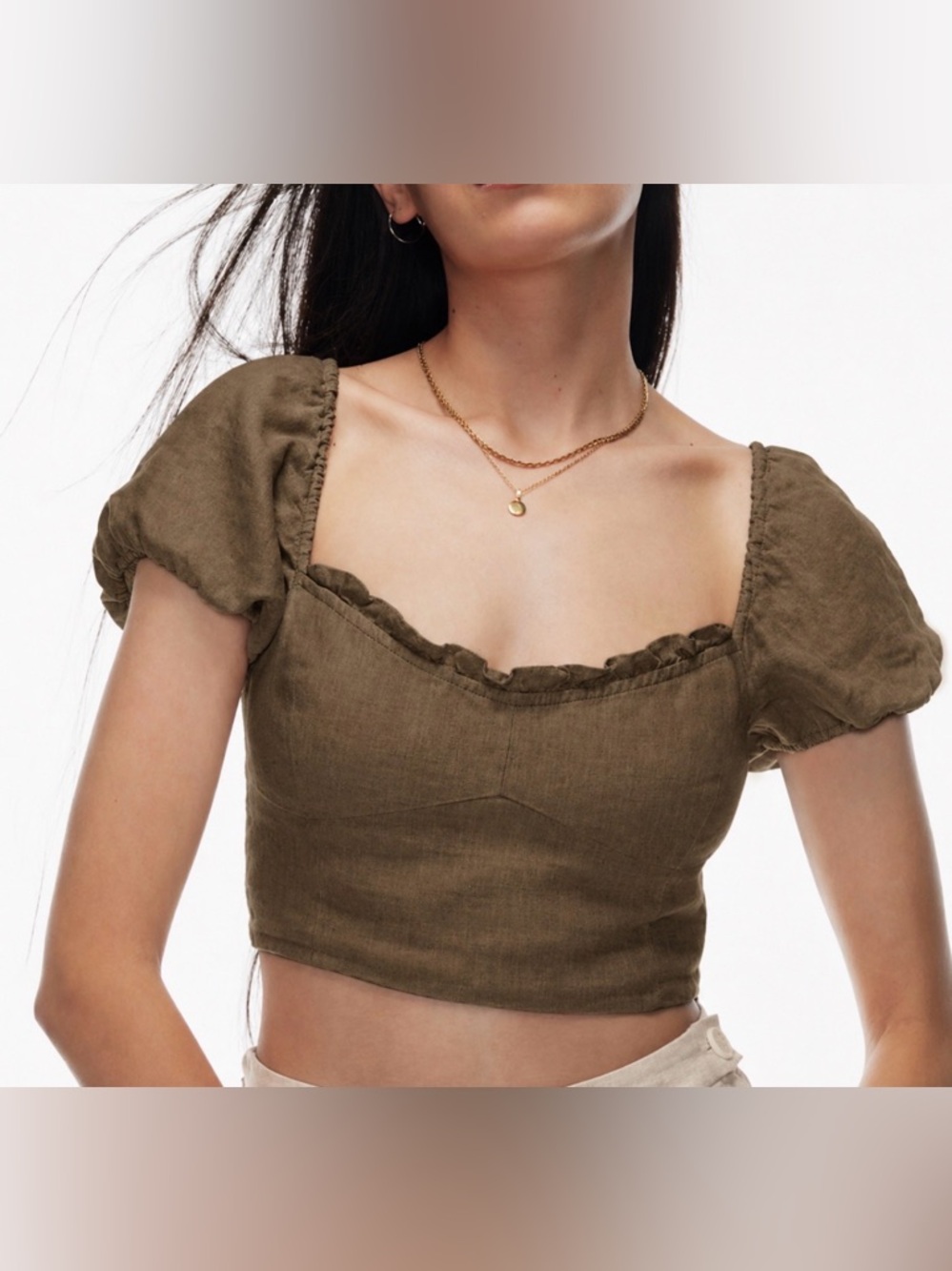 Aritzia Wilfred Wander Crop Top. 100% Organic Linen. Size S